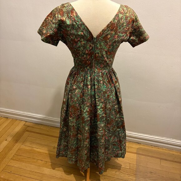 Vintage 50s printed cotton short sleeve fit and flare dress - Picture 3 of 7